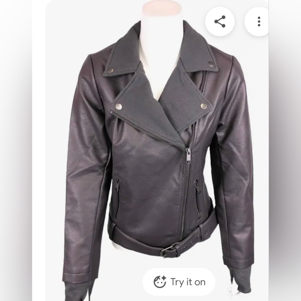 NEW W/O TAGS! ALL WORTHY HUNTER MCGRADY MIXED MEDIA FAUX LEATHER JACKET SIZE 12